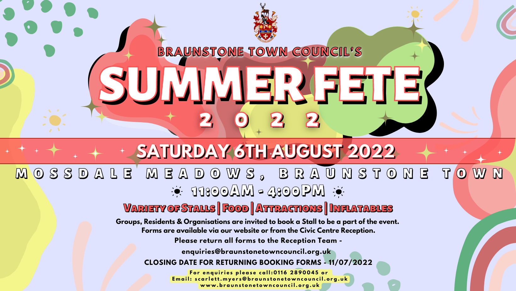 Braunstone Town Council's Summer Fete is back for 2022! Click Here for More Information!