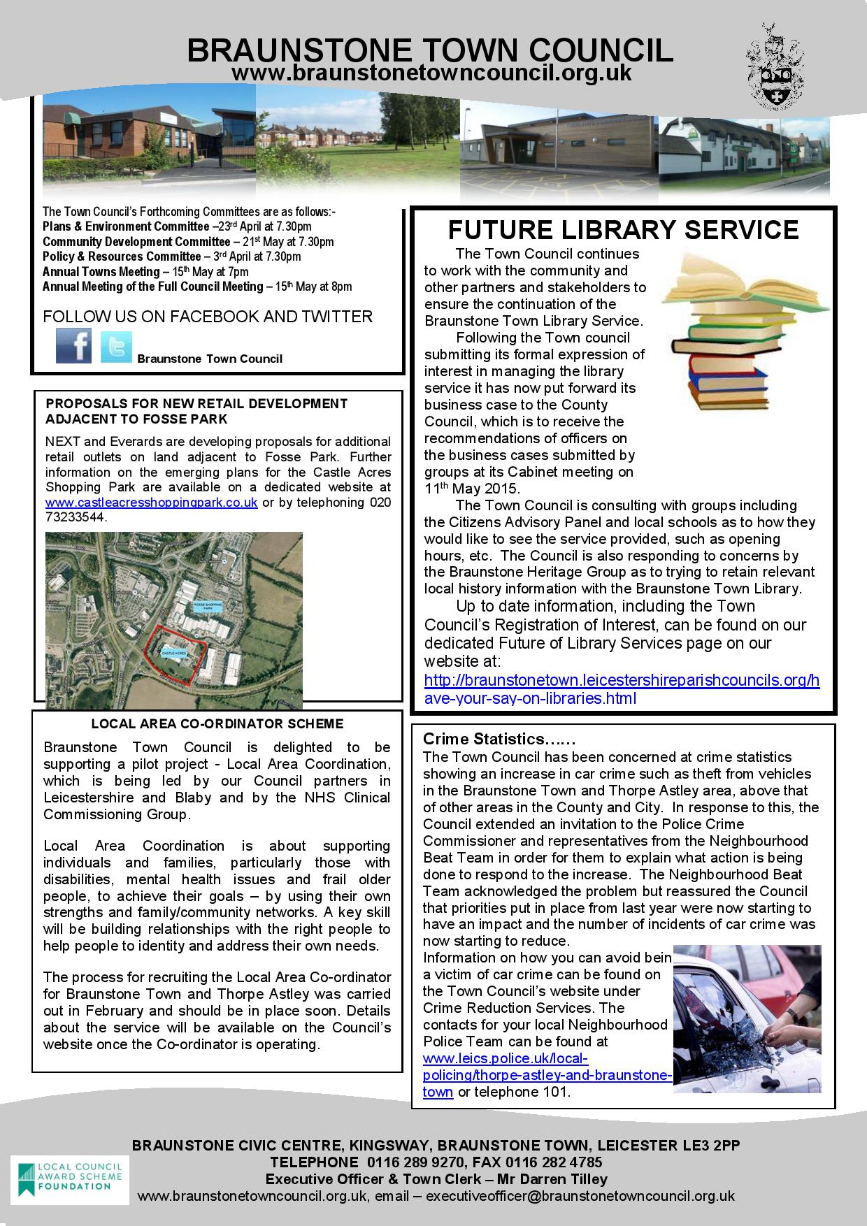 The Town Council article from the April 2015 issue of the Braunstone Life