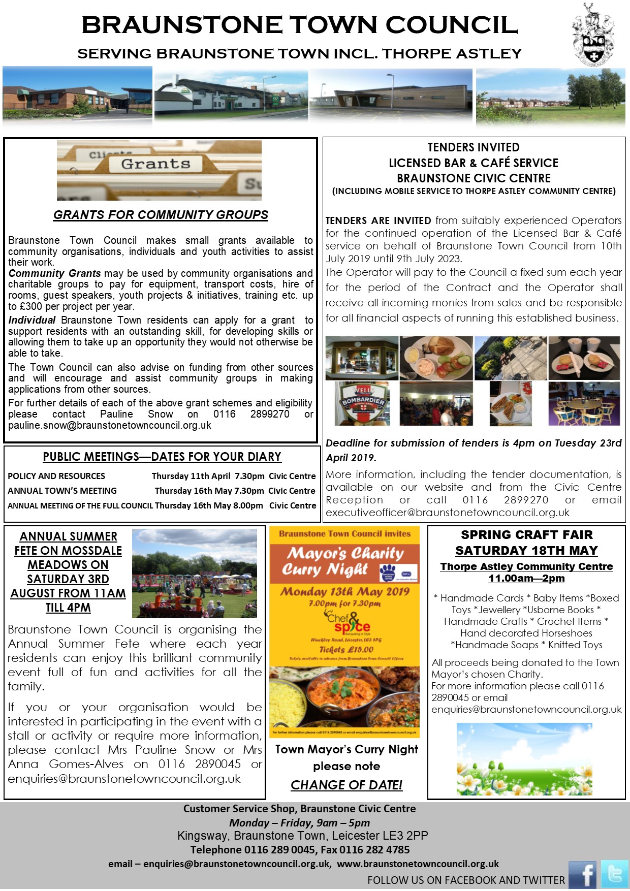 The Town Council article from the April 2019 issue of the Braunstone Life