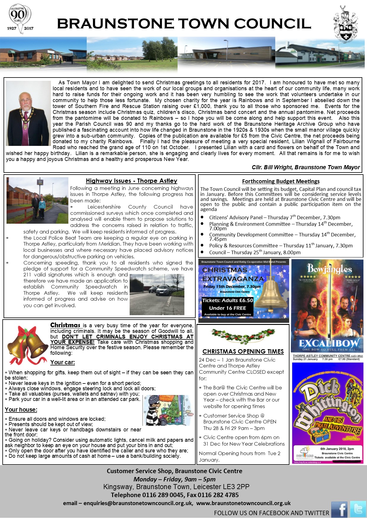 The Town Council article from the December 2017 issue of the Braunstone Life