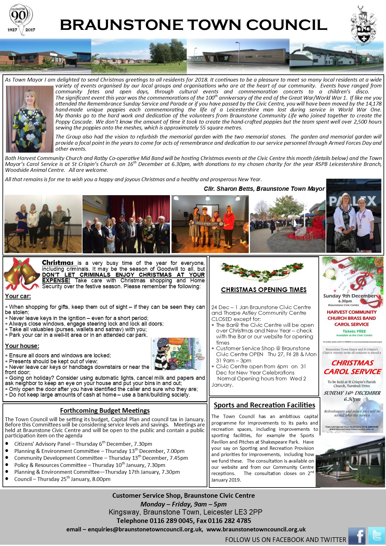 The Town Council article from the December 2018 issue of the Braunstone Life