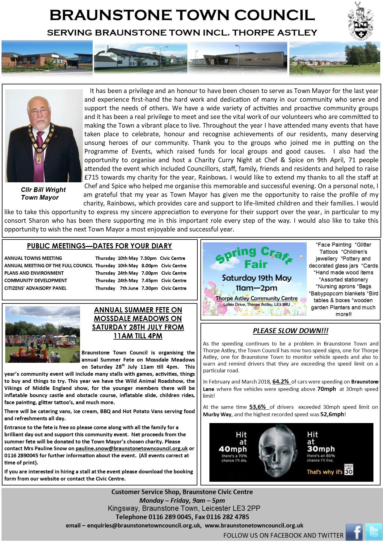 The Town Council article from the May 2018 issue of the Braunstone Life