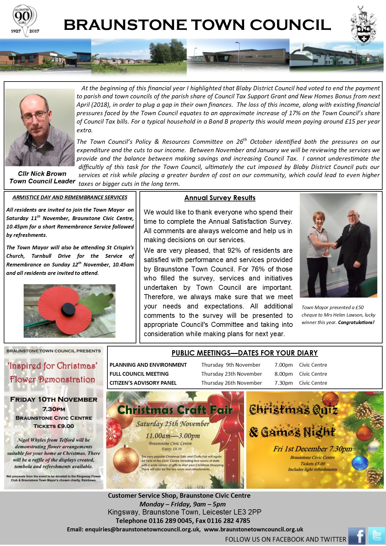 The Town Council article from the November 2017 issue of the Braunstone Life