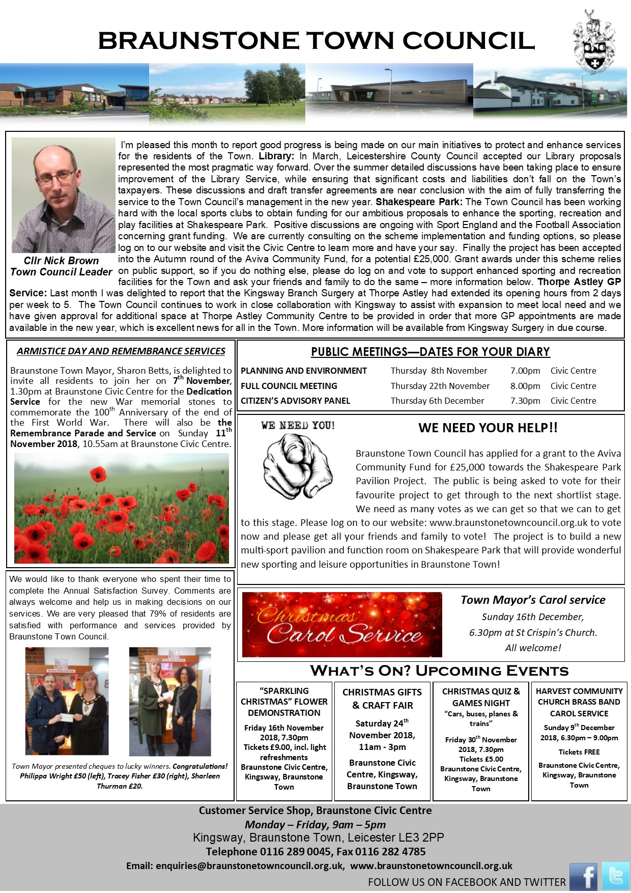 The Town Council article from the November 2018 issue of the Braunstone Life